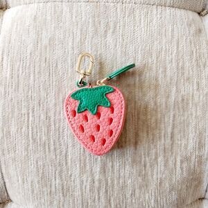 PINK STRAWBERRY Bag Charm Coin Purse Keychain